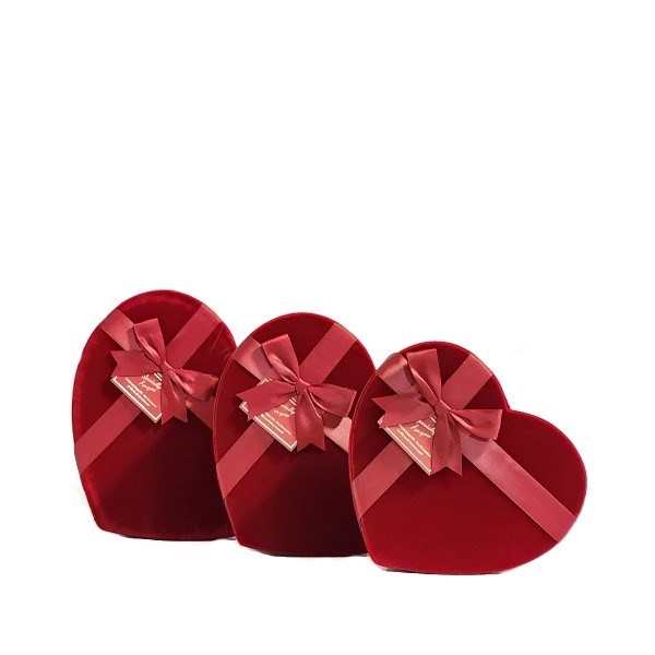 تصویر  (MS7303-57) جعبه كادو قلب مخمل قرمز 3 سايز