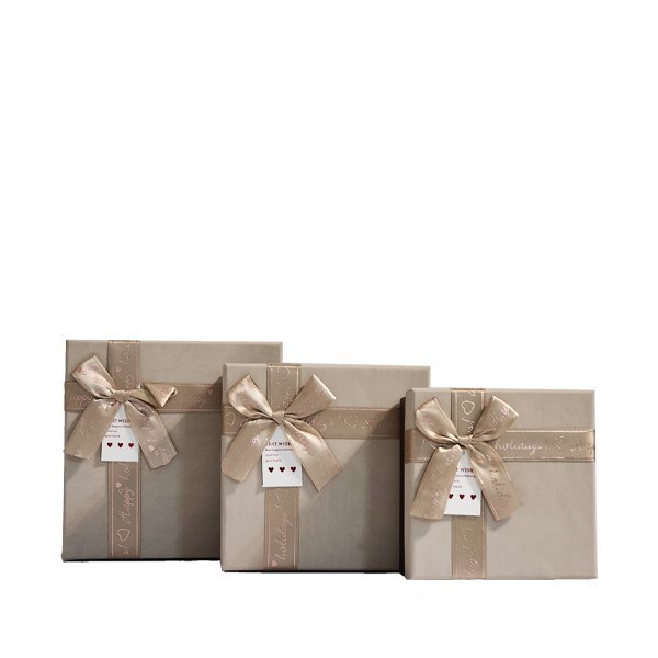 تصویر  (SY-0313) جعبه كادو مربع قهوه‌اي درب نسكافه‌اي 3 سايز