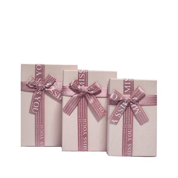 تصویر  (B2-2083) جعبه كادو مستطيل صورتي 3 سايز